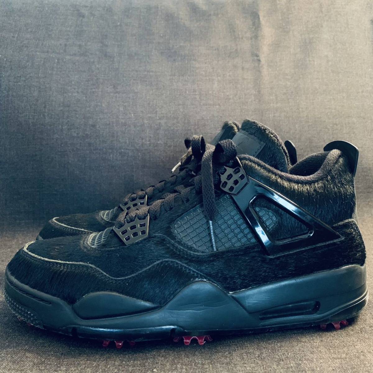 【やや傷や汚れあり】NIKE GOLF AIR JORDAN IV BLACK CAT G ナイキ ゴルフ ジョーダン 4 ブラック・キャット