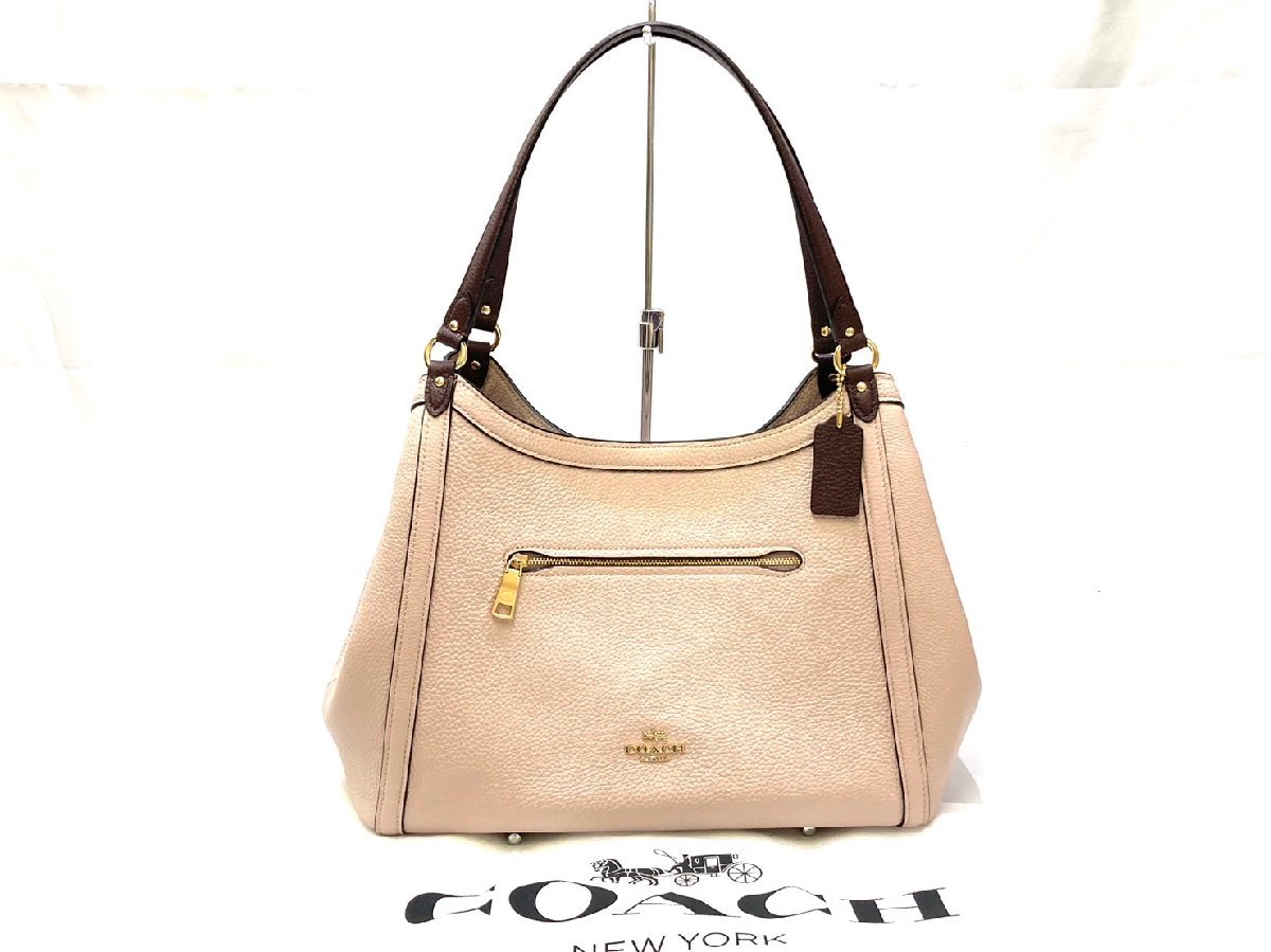 【未使用に近い】極美品！！ COACH コーチ ハンドバッグ ショルダーバッグ トートバッグ C6829 ウォッシュドモーヴ × クランベリー