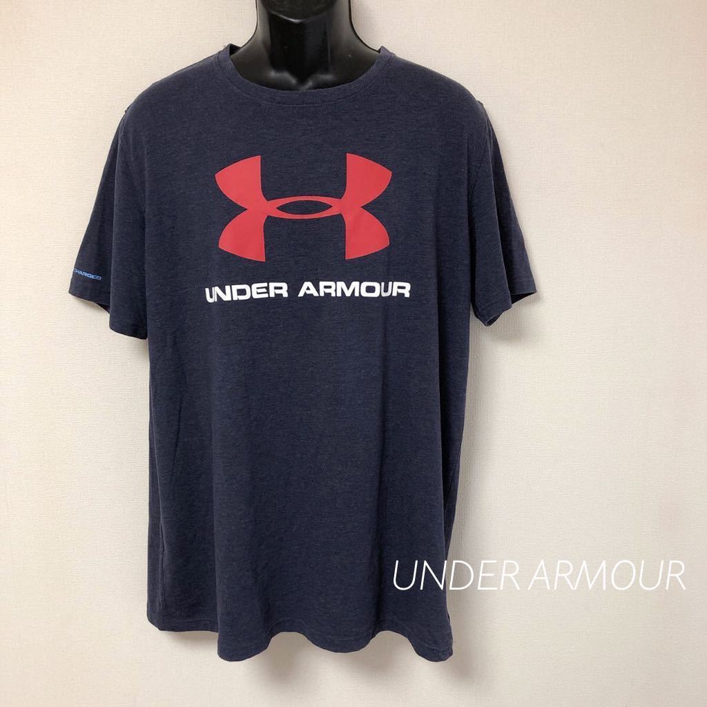 【やや傷や汚れあり】UNDER ARMOUR /アンダーアーマー /メンズXXL 半袖Tシャツ トップス プリントTシャツ ビッグロゴ