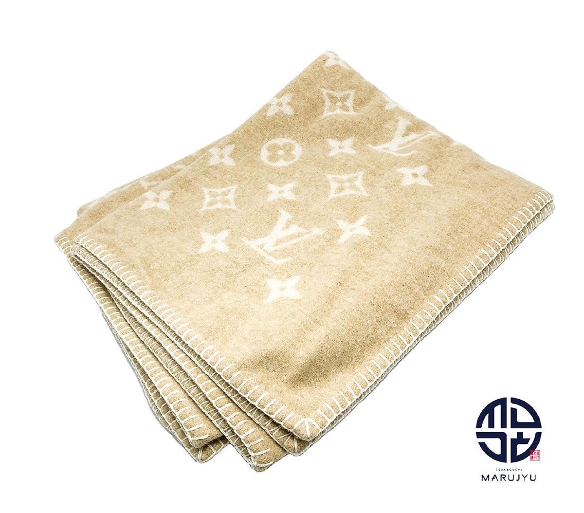 【目立った傷や汚れなし】LOUIS VUITTON ルイヴィトン モノグラム ブランケット ウール カシミヤ 大判 R97489 リバーシブル