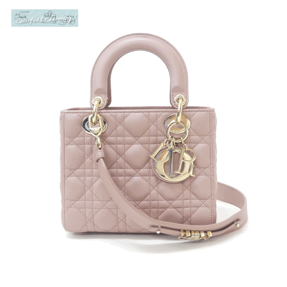 【目立った傷や汚れなし】Dior レディディオール マイABCディオールスモールバッグ ハンドバッグ ブラッシュ カナージュラムスキン