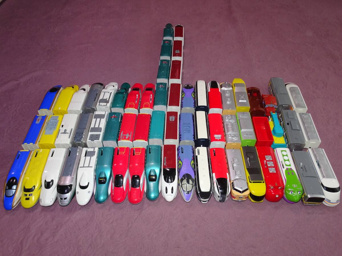 【傷や汚れあり】1円スタート プラレール 新幹線・エヴァンゲリオン・サフィール踊り子・成田エクスプレス・雷鳥・チャギントン他19セット 動作