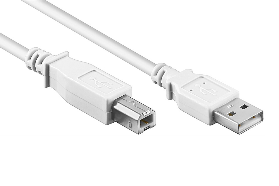 USB 2.0 cable, white (USBA B)