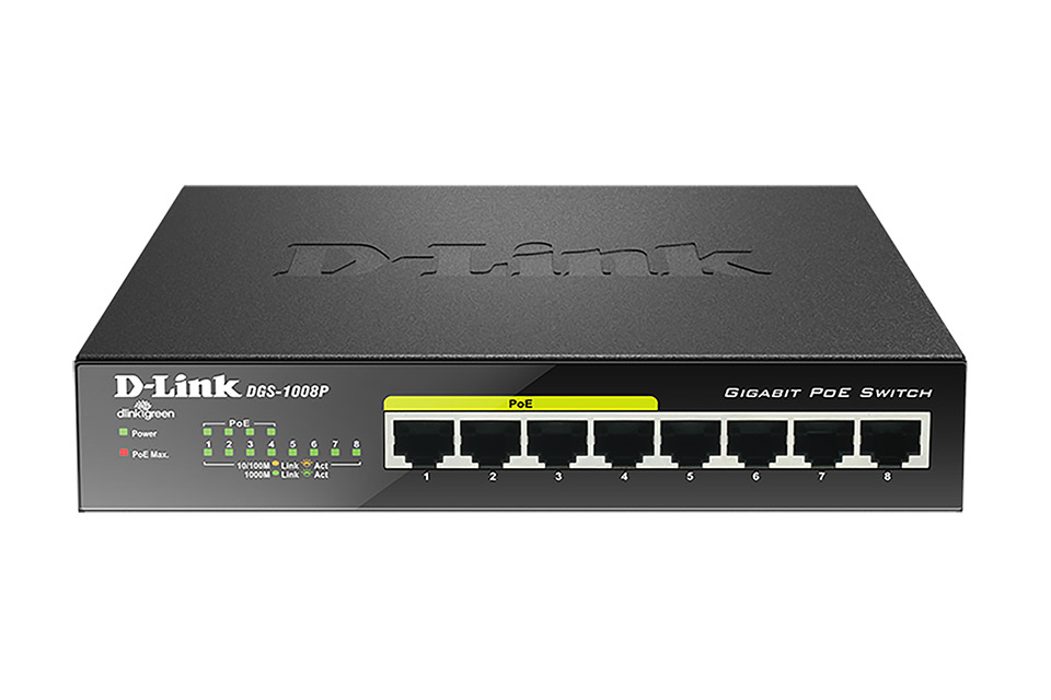 DLink DGS1008P Network Gigabit Switch, 8 Port, POE+