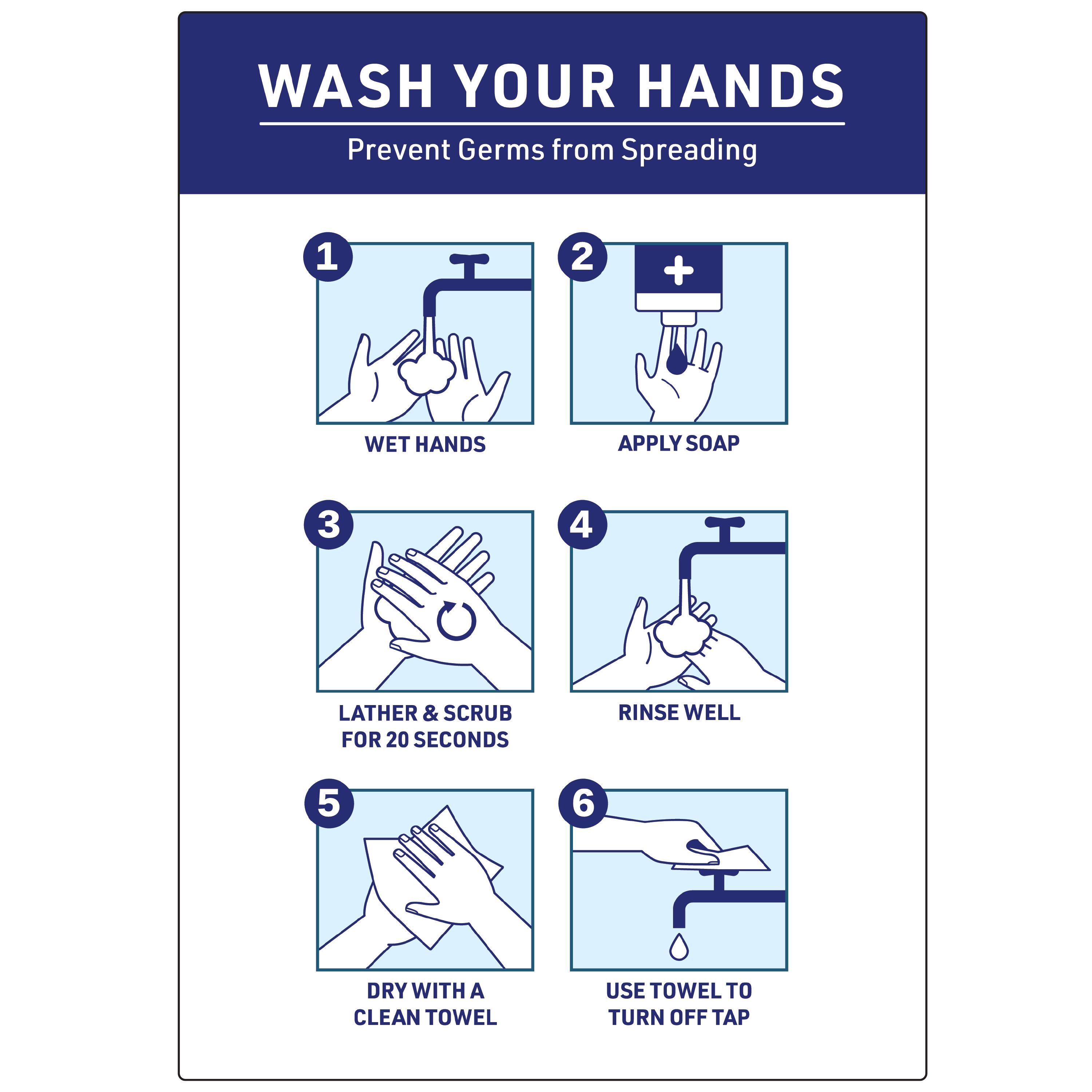Avery® "Wash Your Hands" Preprinted Surface Safe® Wall Decals, 7" x 10