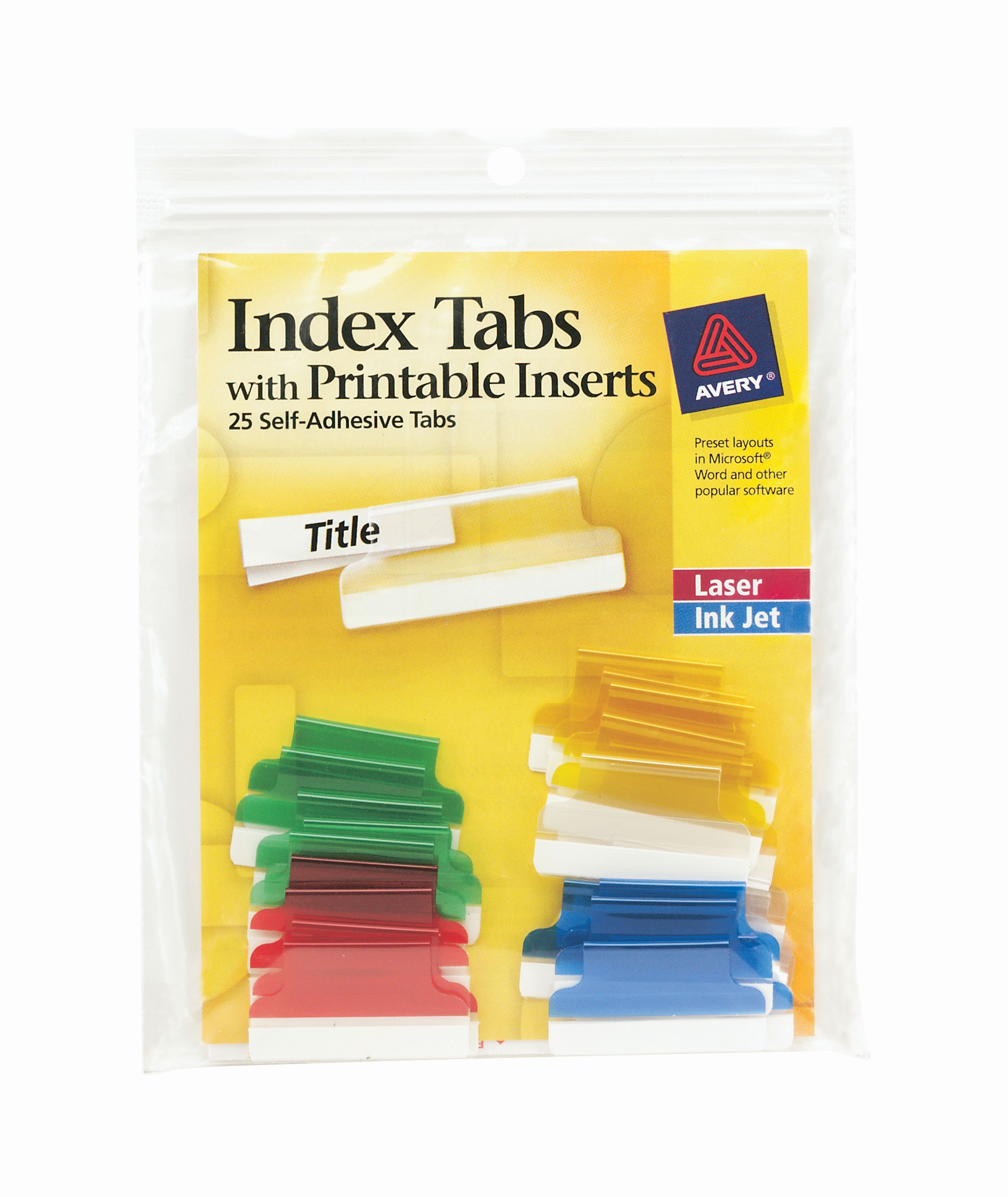 Avery Insertable Tabs Printable Inserts Acid-Free, 25 Tabs (16219