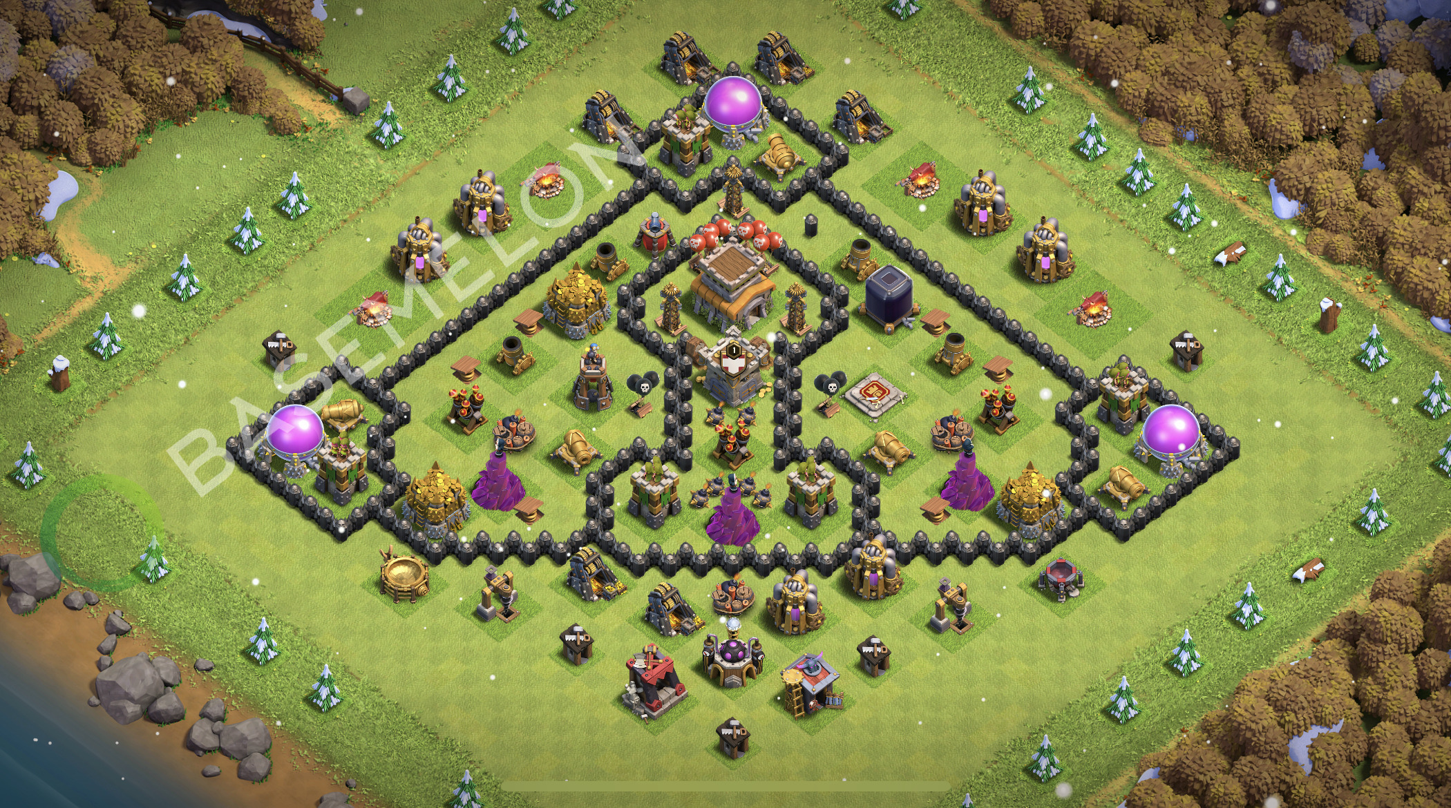 Town Hall 8 Trophy/Defense COC Base Layout 2026 with Copy Link • TH8