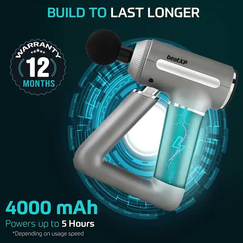 beatXP Bolt Elite Deep Tissue Massage Gun Triangle Design 1 Year