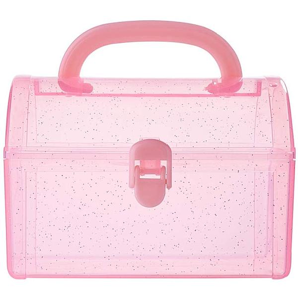 BENECREAT 2 Packs Pink Plastic Art Box MultiPurpose Portable Handled Organizer Storage Box for