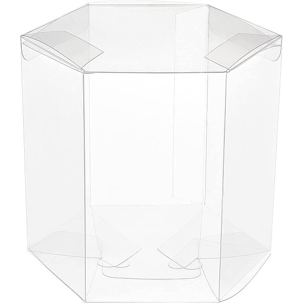 BENECREAT 12 Pack Hexagon Transparent Box PVC Plastic Box Candy Gift Box 3.5x3.5x3.7" for