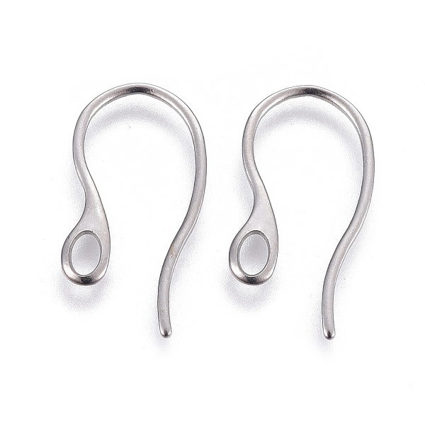 Honeyhandy 304 Stainless Steel Earring Hooks, with Horizontal Loop