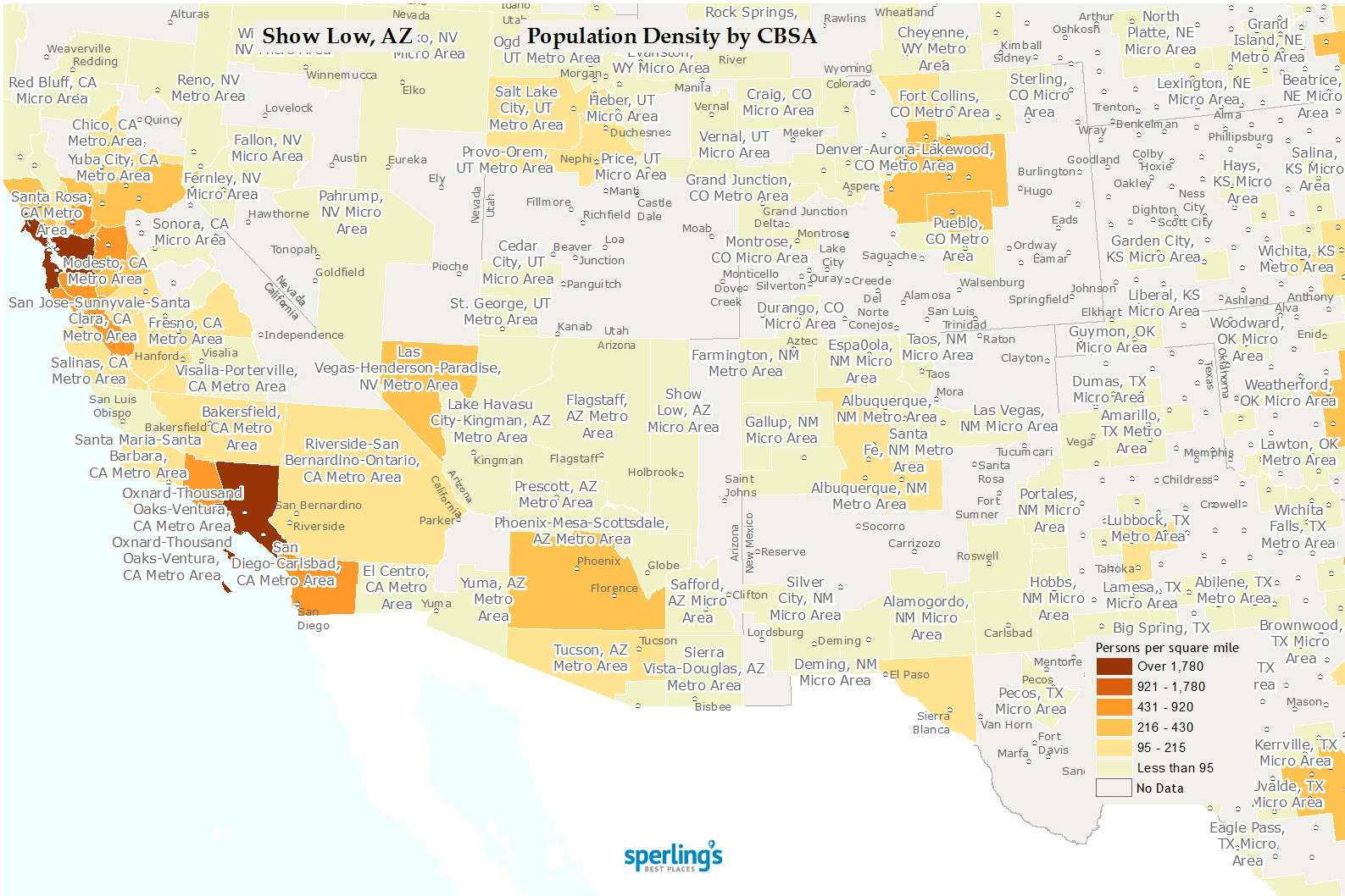 Arizona Population Density Map