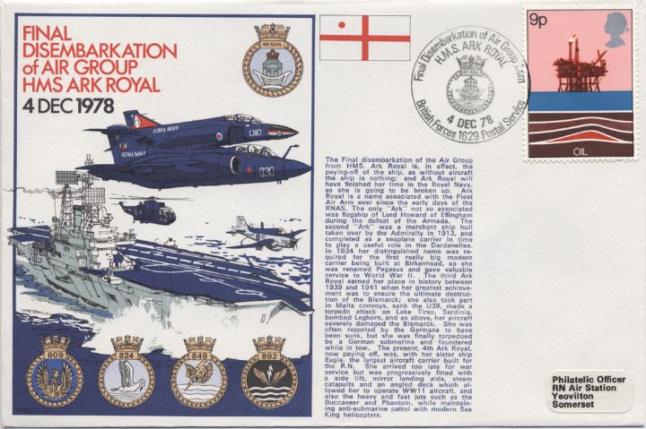 Final Disembarkment of Air Group, HMS Ark Royal First Day Cover / BFDC