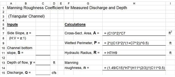 Excel Templates for Manning Equation/Uniform Open Channel Flow Calculations