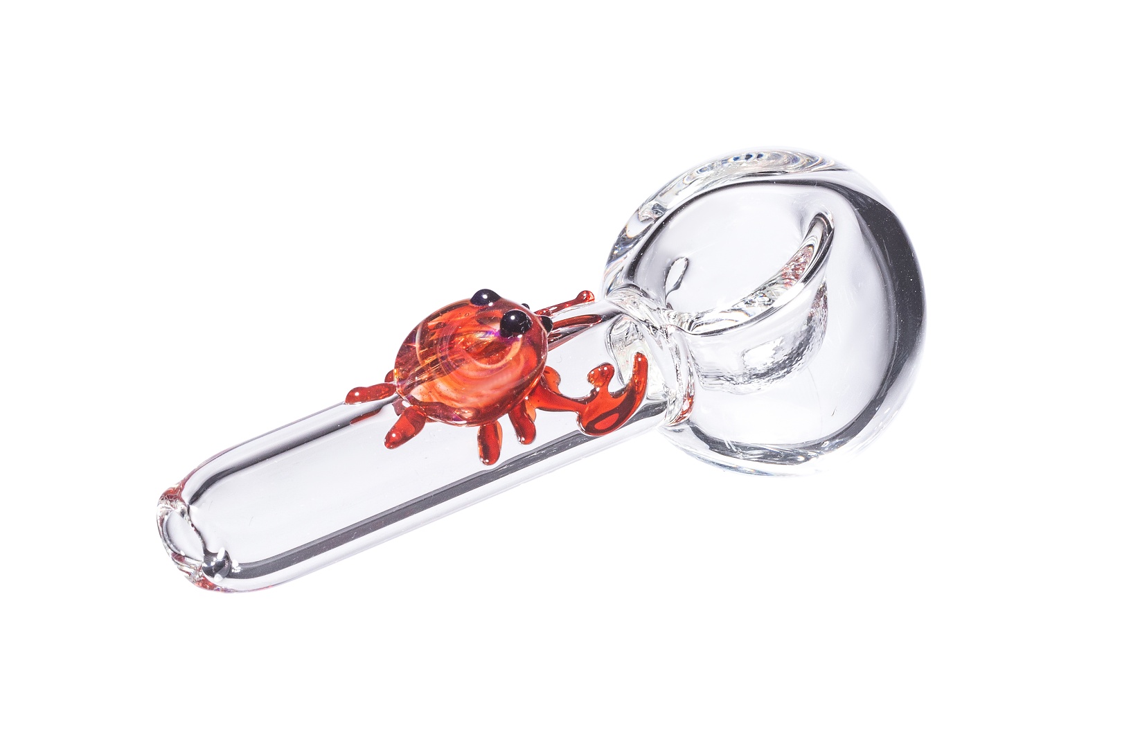 Clear Glass Spoon Pipe, Small Crab