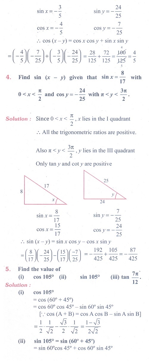 Exercise 3.4 Trigonometric Identities Sum and difference identities or compound angles