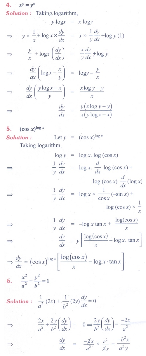 Exercise 10.4 Higher order Derivatives Problem Questions with Answer