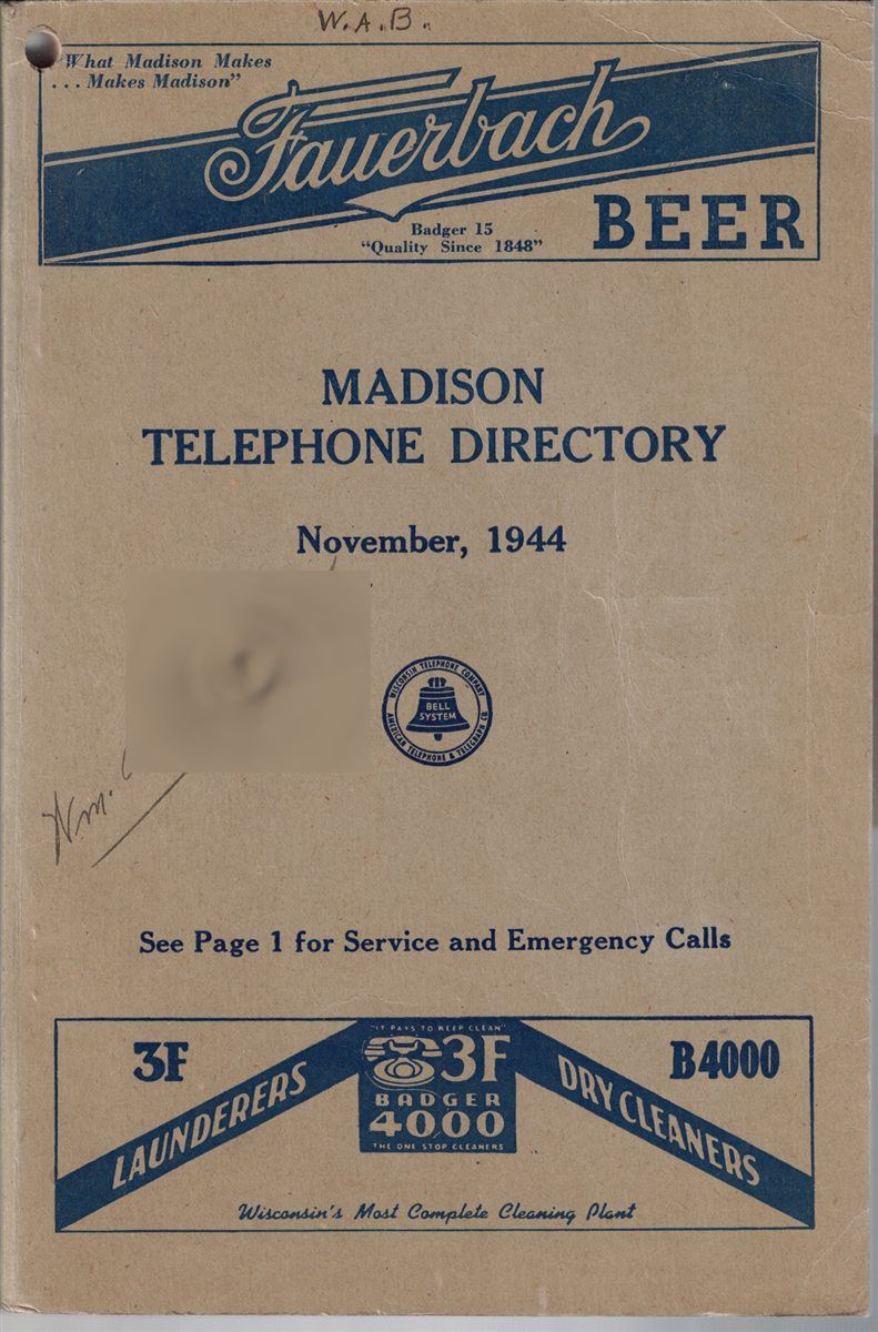 Madison Telephone DIrectory November, 1944