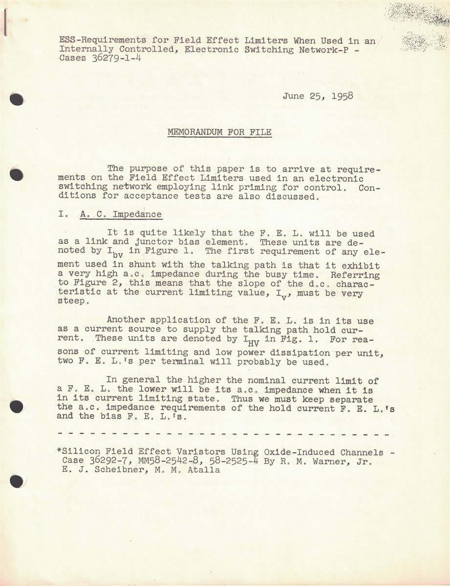 ESSRequirements for Field Effect Limiters When Used in an Internally