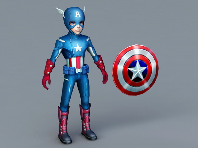 Captain America Cartoon 3d model 3ds Max files free download modeling