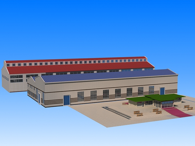 Industrial Warehouse Building 3d model 3ds Max files free