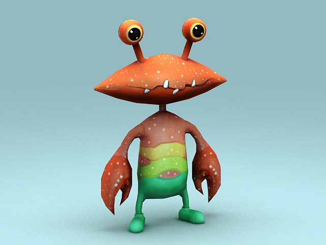 Crab Cartoon Character 3d model 3ds Max files free download modeling