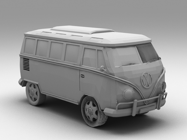 Volkswagen Microbus 3d model Object files free download modeling