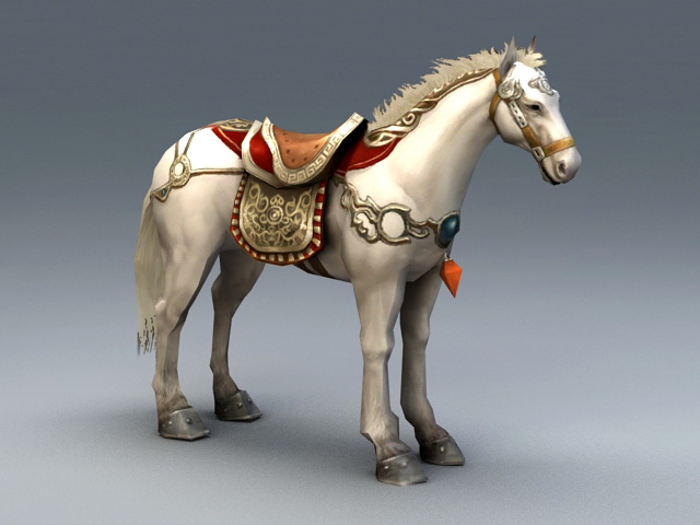 White War Horse 3d model 3ds Max files free download modeling 44964