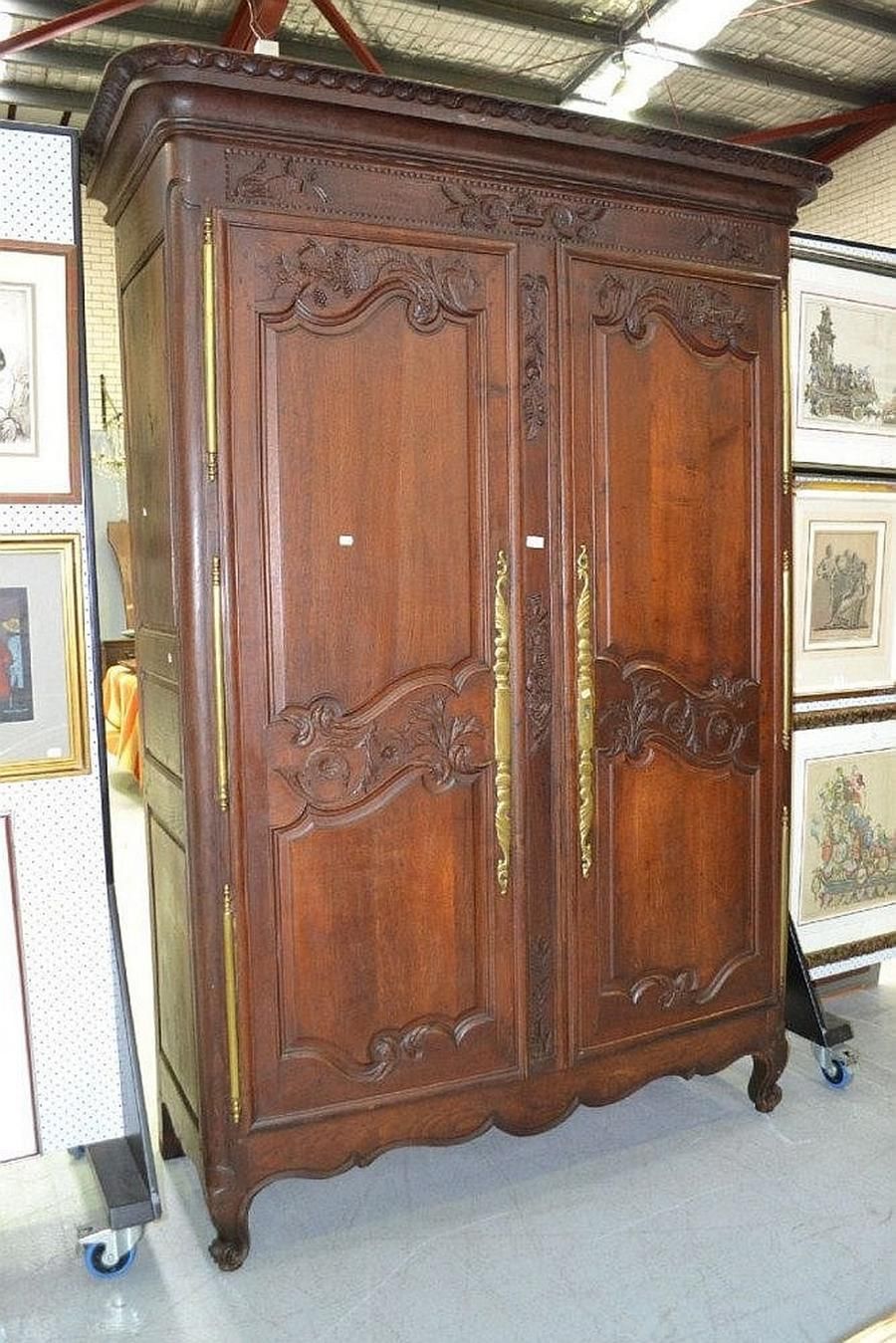 19th Century French Normandy Two Door Armoire Wardrobes Furniture
