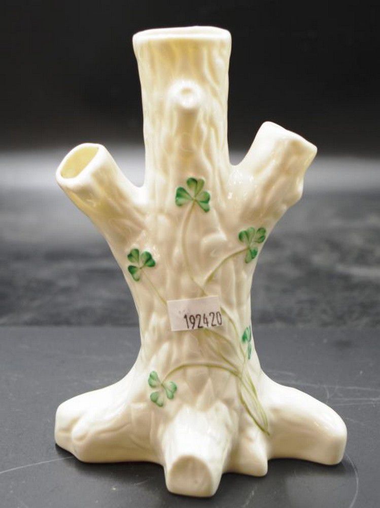 Shamrock Belleek Ceramic Vase, 16.5 cm Height Belleek Ceramics