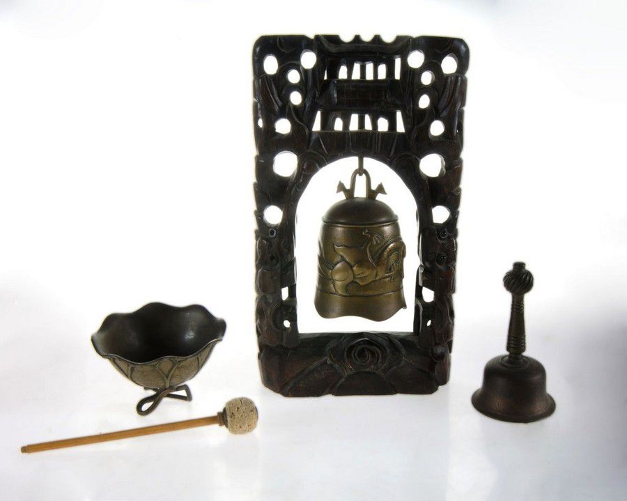 Assorted Brass Items with Gong, Bowl, and Bell Dinner Gongs Sundries