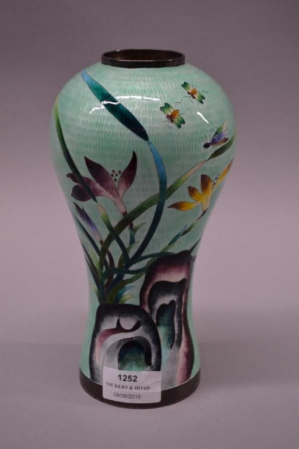 Korean Cloisonné Enamelled Silver Vase 22cm Height Vases Silver