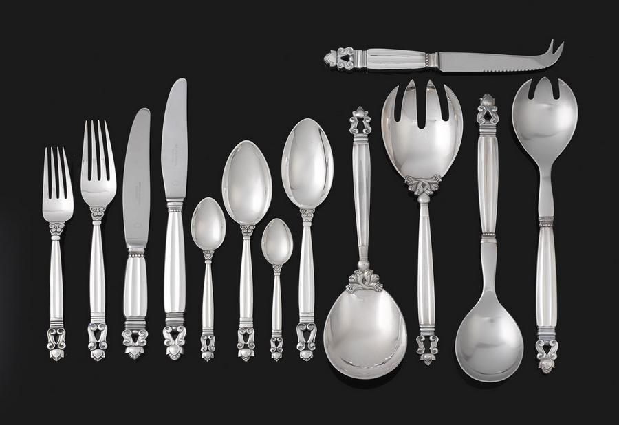 Jensen Acorn Flatware Set with Extras Flatware/Cutlery and