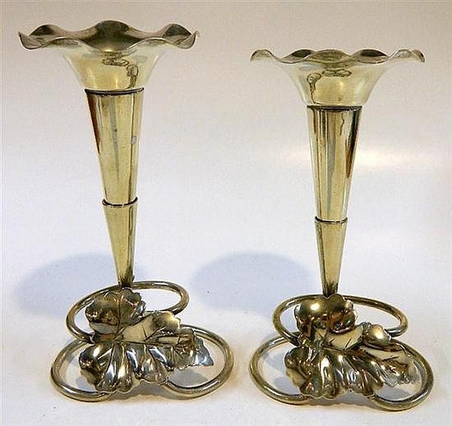 SilverPlated Trumpet Vases Vases Silver Plate