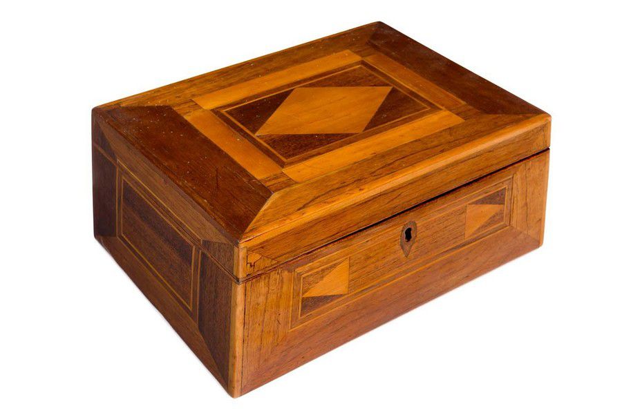 Tasmanian Inlaid Timber Box from 19th Century Boxes Writing, Sewing
