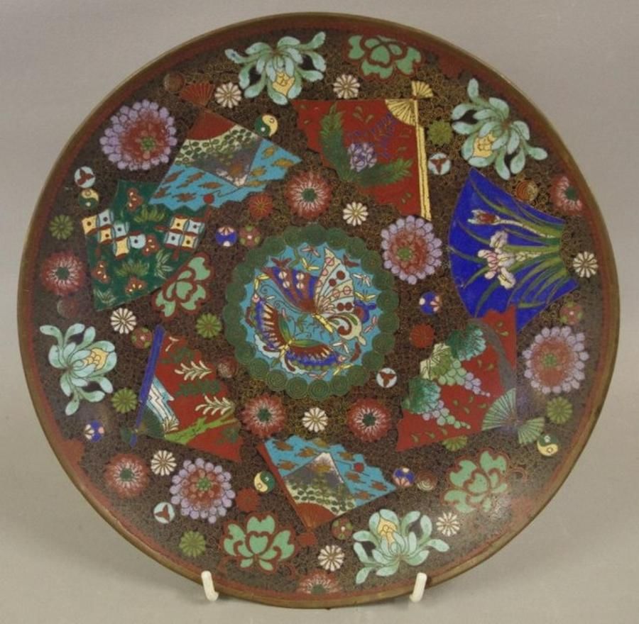 Vintage Floral Cloisonne Display Plate Cloisonne Oriental