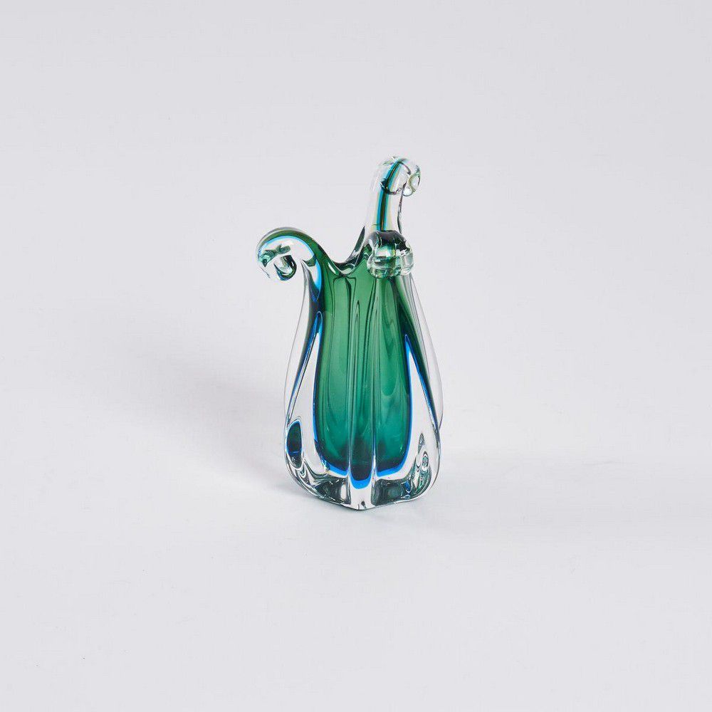Blue and Green Murano Glass Vase on Clear Base / Murano Glass