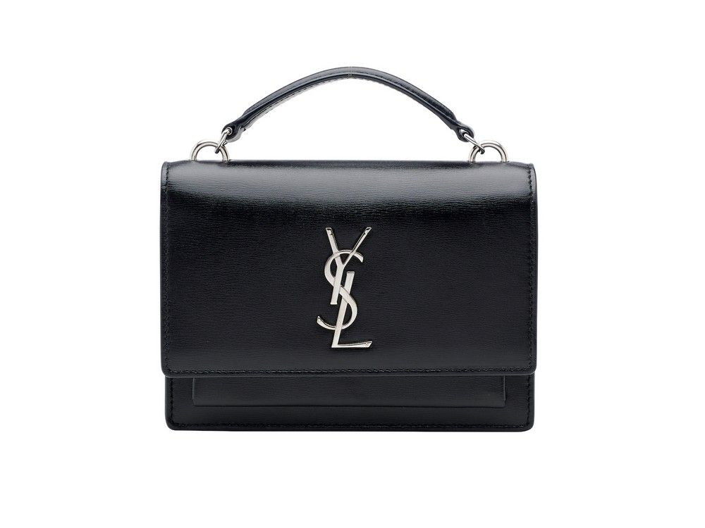 YSL Mini Sunset Bag Chic Black Leather with Silver Hardware Handbags