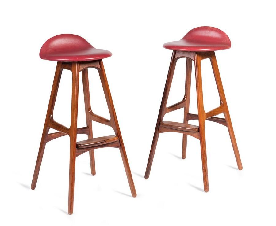 An Erick Buck Danish designed pair of rosewood bar stools