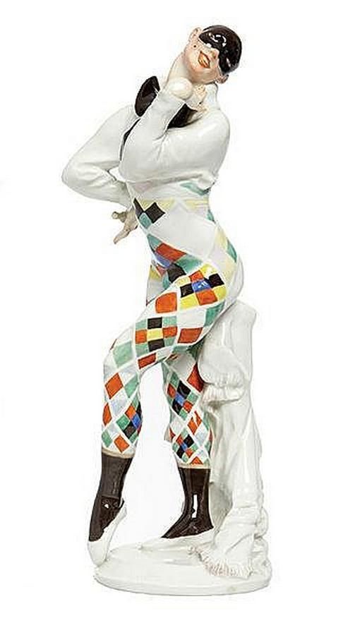 Art Deco Meissen Porcelain Harlequin Figure Meissen Ceramics