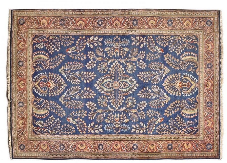Blue Peacock Hand Knotted Rug 282x196cm Rugs & Carpets Textiles
