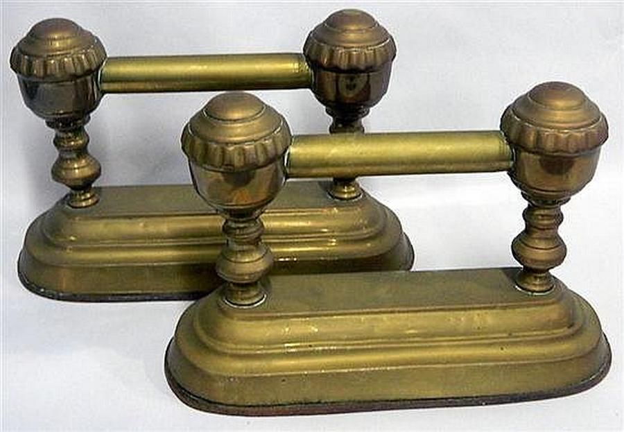Copper and brass fire dogs Structural Fireplace Accessories