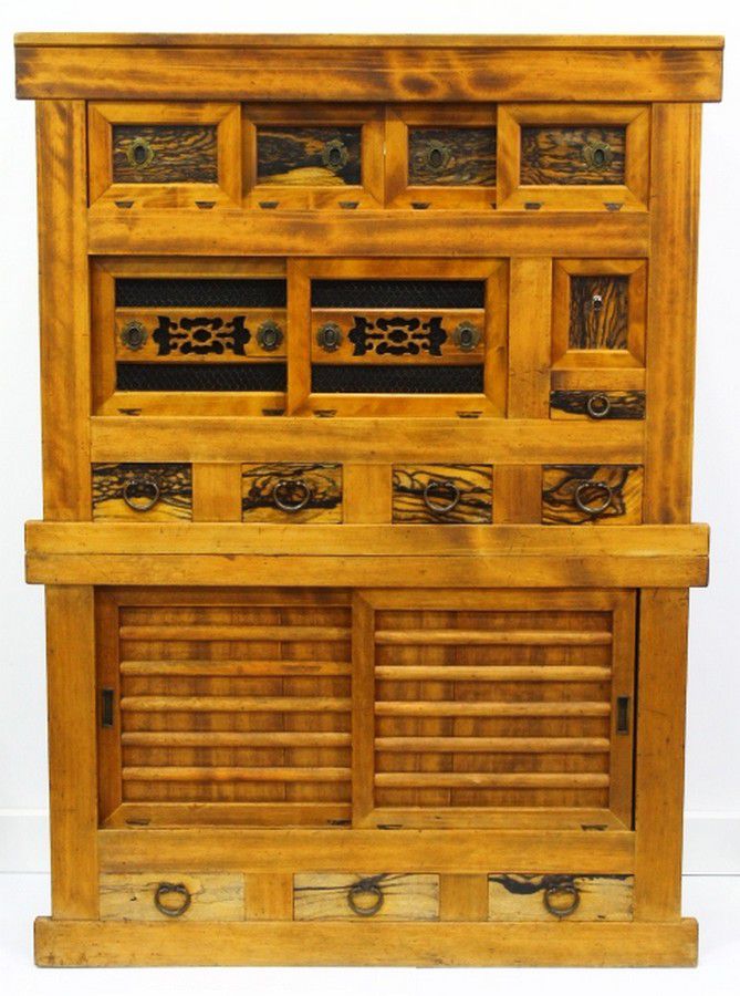 Meiji Period Japanese Cypress with Metal Fittings Furniture