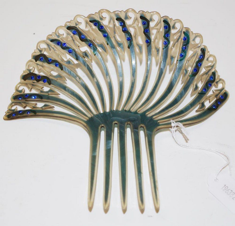 Blue Stone Decorative Hair Comb Set for Women Personal Grooming