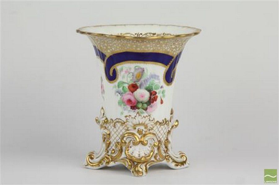Blue Ribbon Sevres Style Vase with Floral Design Sevres/Style Ceramics