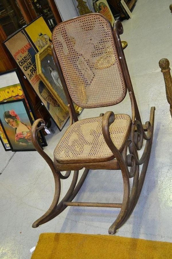 Bentwood Rocking Chair with Cane Seat and Back Seating Singles