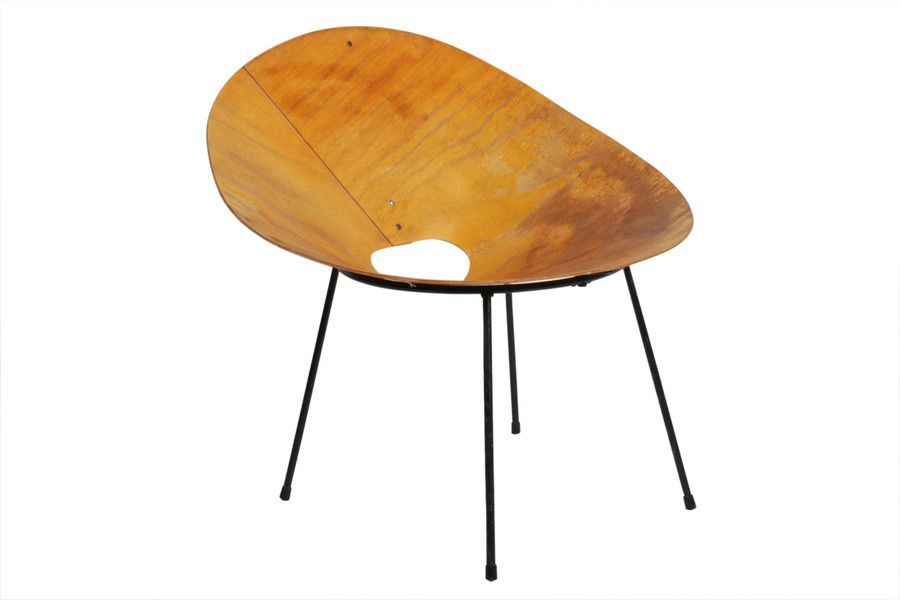 Bent plywood Kone chair on steel frame Australian Furniture Post 1950