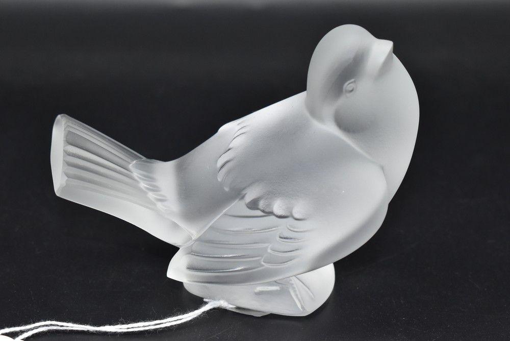 Signed Lalique France Crystal Bird Figurine French Glass
