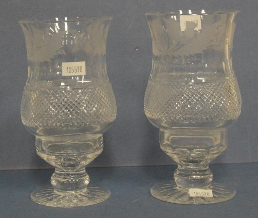 Edinburgh Crystal Thistle Candleholders (Set of 2) British
