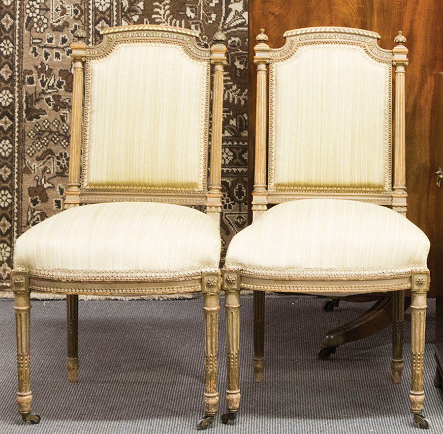 Gilded Fluted French Salon Chairs Seating Singles/Pairs/Threes of Chairs (all types) Furniture